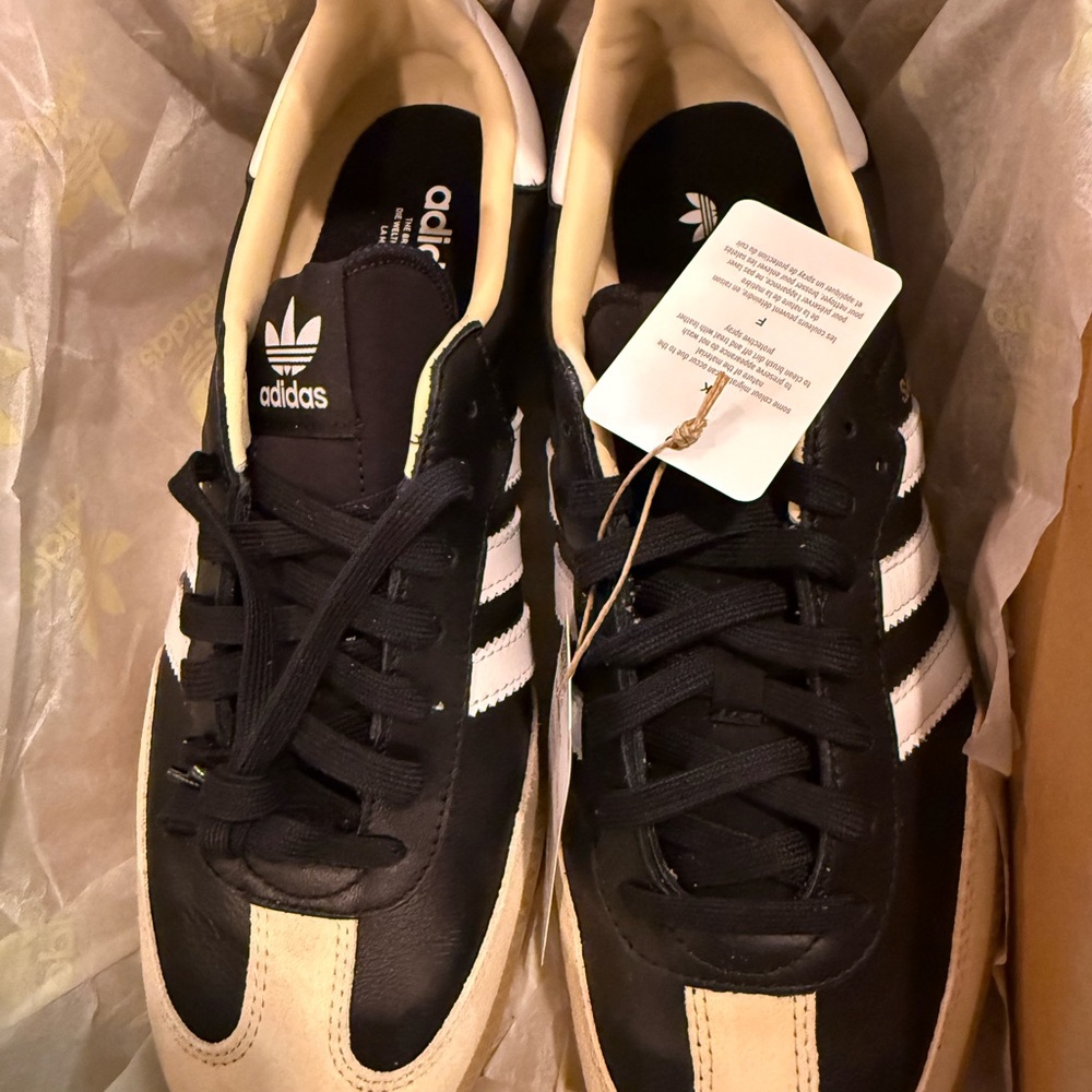 Adidas Men's Black and Cream Samba Sneakers